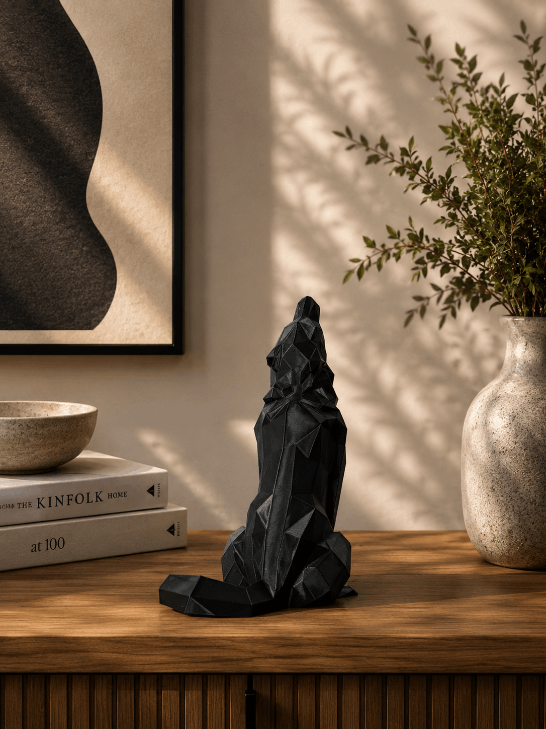 Trak3D Siyah Uluyan Bozkurt Dekoratif Biblo