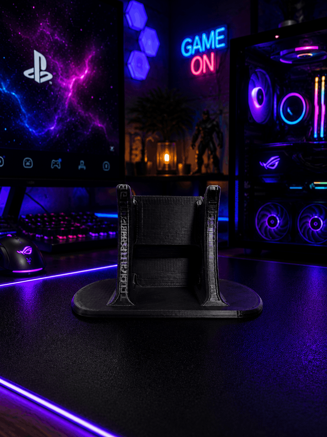 TRAK3D PS5 Kol Standı Siyah - Tekli Playstation 5 Kontrolcü Standı - Midnight Dock Edition